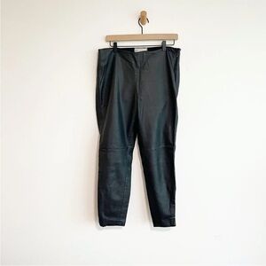 Free People Women's Faux Leather High Waisted Black Pants Side Zip Size 12